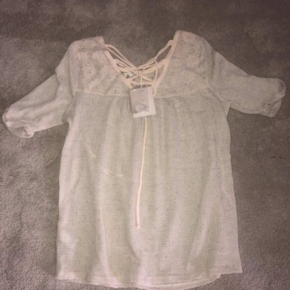 LC Lauren Conrad Small Shirt Cream Ivory NWT